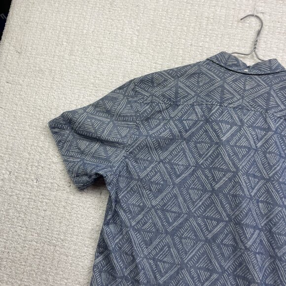 Quicksilver Modern Fit Men's L Light Blue Doodle Button Up Short Sleeve Shirt - Picture 13 of 16